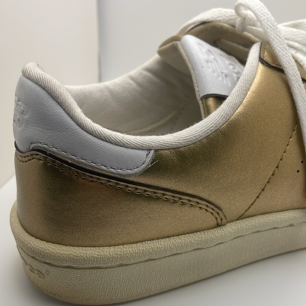 New Balance J Crew Metallic Gold Leather Casual Sneakers - Picture 12 of 15